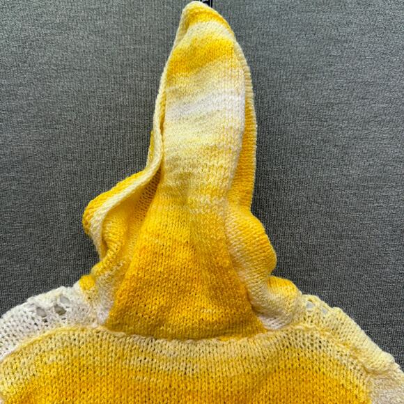 Girls Hand-Knit Cardigan Hoodie Sweater-Gradient Molttled Yellow Size 18-24 MO - Picture 4 of 9